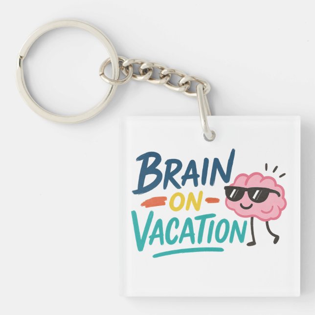 Llavero Brain on Vacation Square Keychain | Funny (Frente)