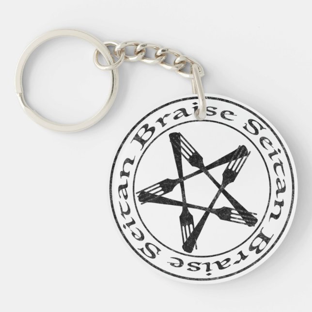 Llavero Braise Seitan Vegan Pentagram (versión oscura) (Frente)