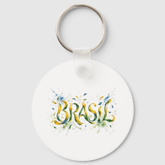 Llavero Brasil Watercolor Splatter Artistic 