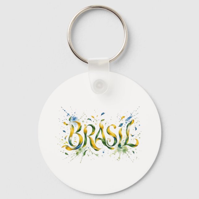 Llavero Brasil Watercolor Splatter Artistic  (Anverso)