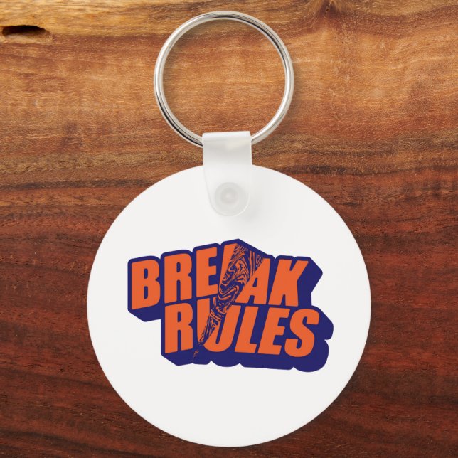 Llavero "Break The Rules" Bold Orange Typography (Anverso)