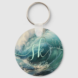 Llavero Breaking Surf Painting Personalized Keychain