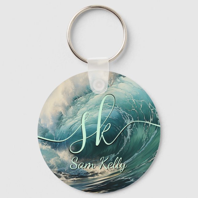 Llavero Breaking Surf Painting Personalized Keychain (Anverso)