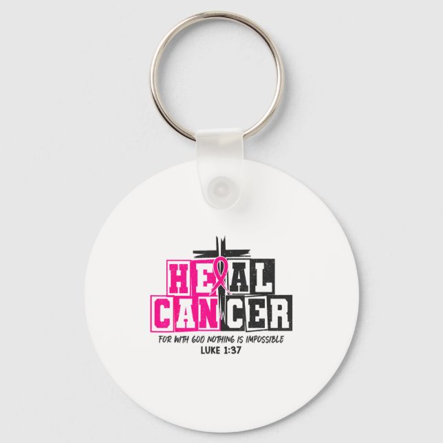 Llavero Breast Cancer Awareness Nk Ribbon Heal Cancer Chri (Anverso)