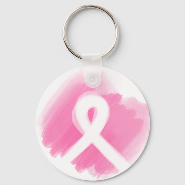 Llavero Breast Cancer Awareness Ribbon Watercolor  (Anverso)