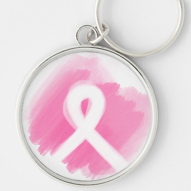 Llavero Breast Cancer Awareness Ribbon Watercolor (Frente)