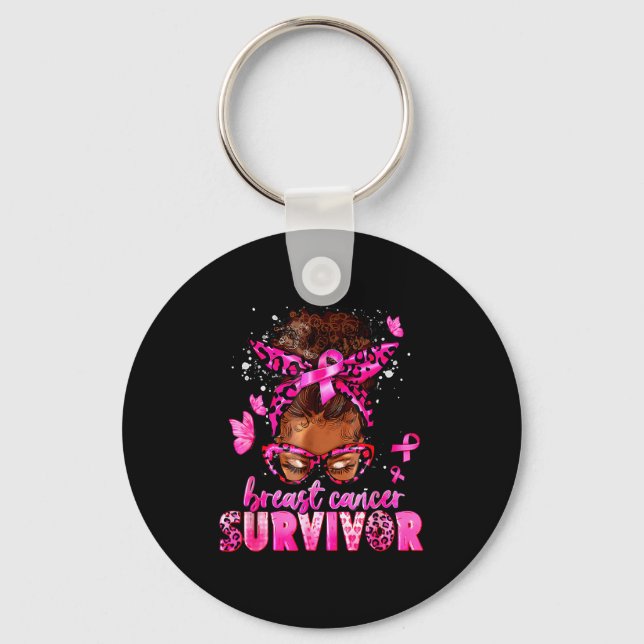 Llavero Breast Cancer Awareness Survivor Black Women Melan (Anverso)