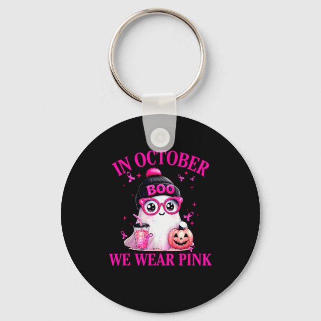 Llavero Breast Cancer Halloween Women In October We Wear N (Anverso)