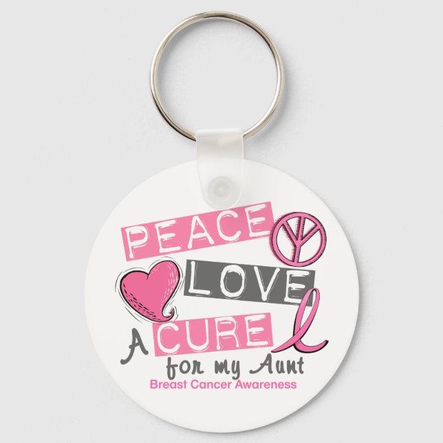 Llavero Breast Cancer PEACE, LOVE, A CURE 1 (Aunt) (Anverso)