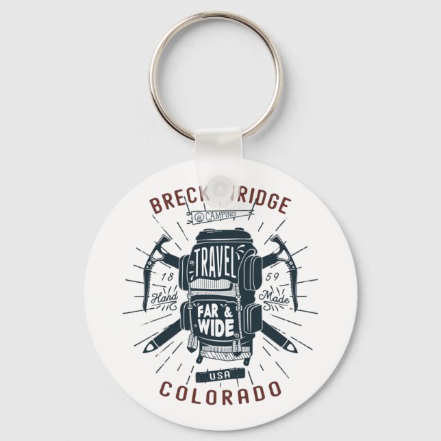 Llavero Breckenridge Colorado Mochila Gear Retro Viaje (Anverso)