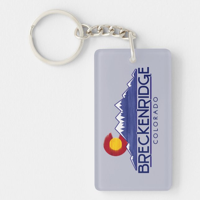 Llavero Breckenridge Colorado wood mountains keychain (Frente)