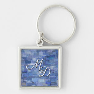 Llavero Brick Resumen Winter Blues Square Keychain