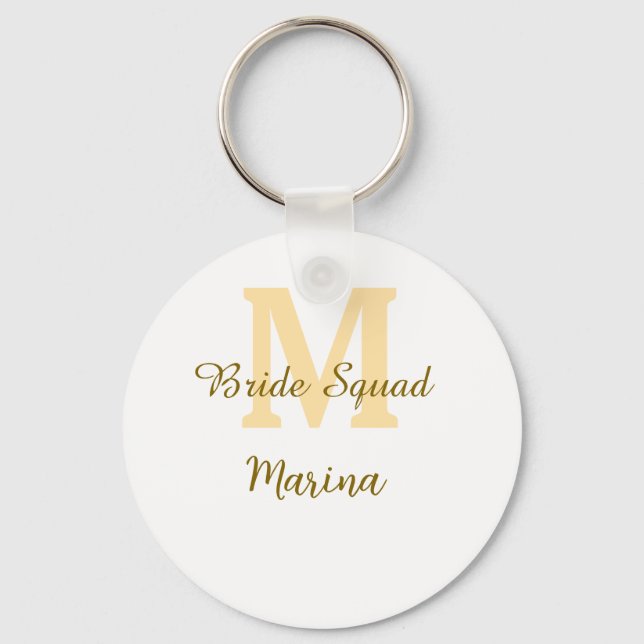 Llavero Bride squad monogram golden bridal shower simple  (Anverso)