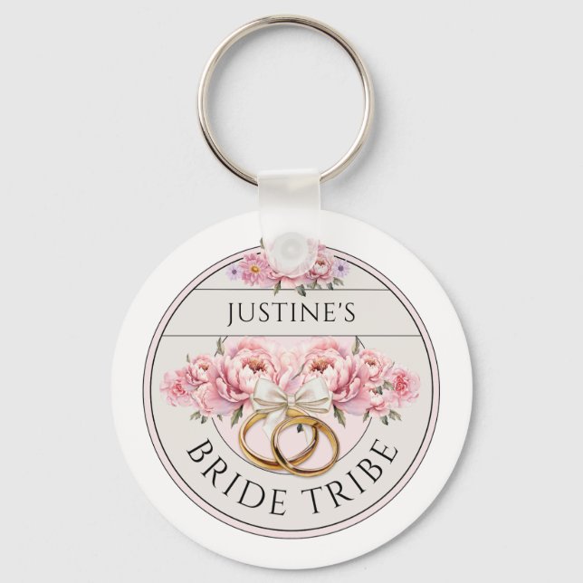 Llavero Bride Tribe personalizado floral (Anverso)