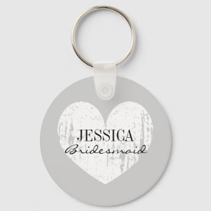 Llavero Bridesmaid black and white heart button keychains