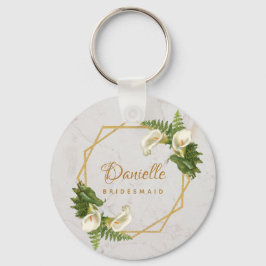 Llavero Bridesmaid Calla Lilies Marble Gold Geométrico