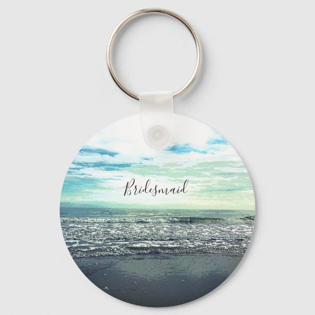 Llavero Bridesmaid Gift Party Favor Beach Ocean Resumen (Anverso)