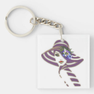 Llavero Bridesmaid Gold & Jacaranda Flowers