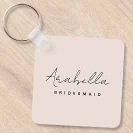 Llavero Bridesmaid | Guión Minimalista moderno Rubor Pink