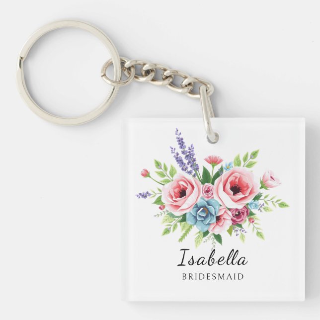 Llavero Bridesmaid keychain, Anniversary gift, elegant (Frente)