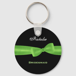 Llavero Bridesmaid Lime Green Bow Black Background E021