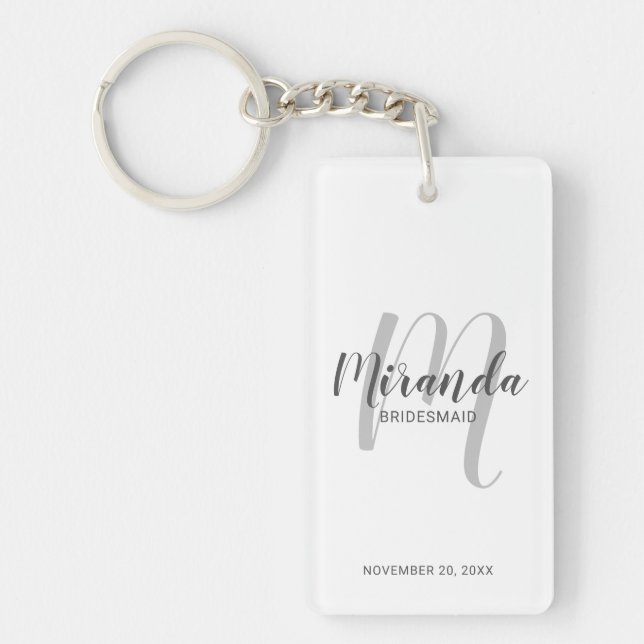 Llavero Bridesmaid personalizada de escritura moderna (Frente)
