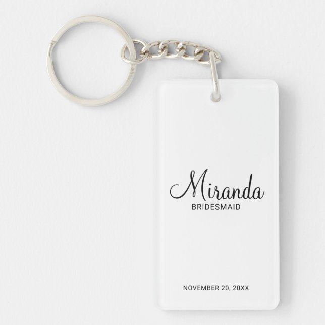 Llavero Bridesmaid personalizada de escritura moderna (Frente)