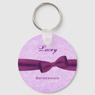 Llavero Bridesmaid Purple Bow Lilac Purple Damask E007