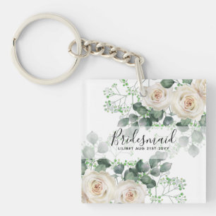 Llavero Bridesmaid Regalos White Roses Tema Personalizado