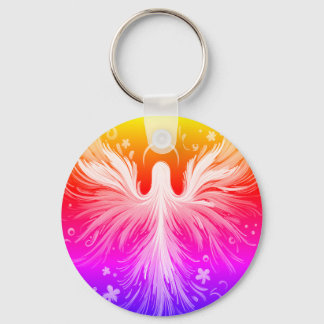 Llavero Bright Colorful Angel Design on a Round Key Chain