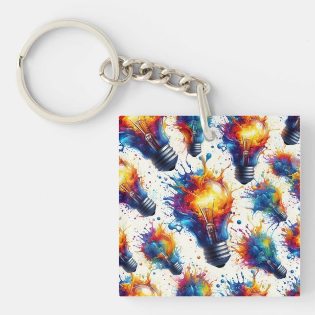 Llavero Bright Ideas – Colorful Light Bulb Pattern with Ab (Frente)