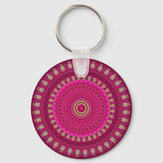 Llavero Bright Pink with Yellow Mandala Design