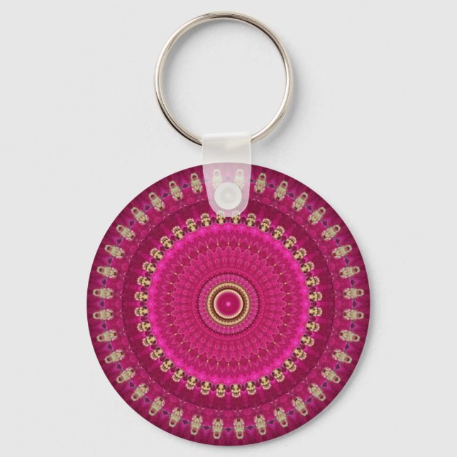 Llavero Bright Pink with Yellow Mandala Design (Anverso)