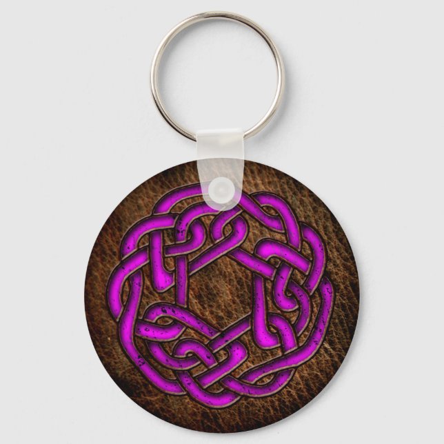 Llavero Bright purple celtic ornament on leather (Anverso)