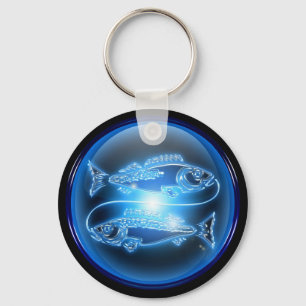 Llavero brillante azul de Piscis
