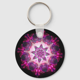 Llavero Brillante Neon Starburst Kaleidoscope en rosa/mora