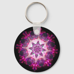 Llavero Brillante Neon Starburst Kaleidoscope en rosa/mora