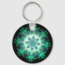 Llavero Brillante Neon Starburst Kaleidoscope en verde