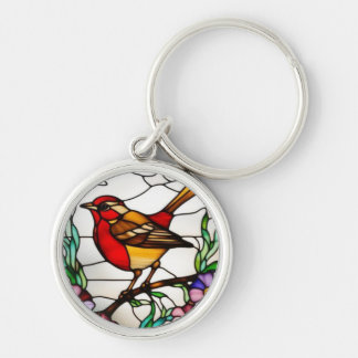 Llavero Brillante Robin en vidrio de colores