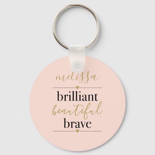 Llavero Brillante y hermoso valor personalizado Rubor Pink (Anverso)