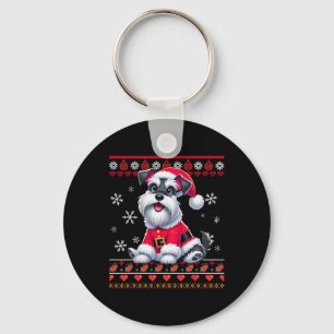 Llavero Brillo feo X-mas Santa Miniatura Perro Schnauzer C