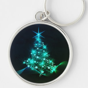 Llavero Brillo verde de estrellas en el árbol de Navidad o