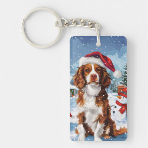 Llavero Brittany Spaniel Dog Winter Wonderland Navidades