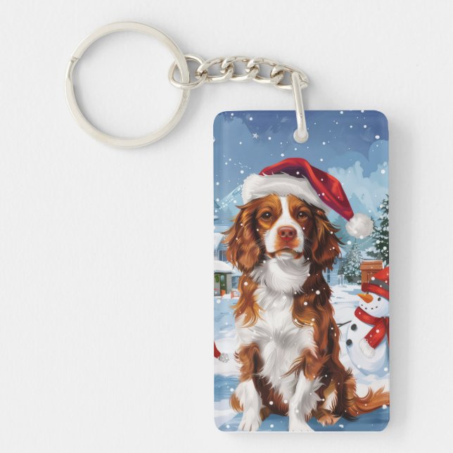 Llavero Brittany Spaniel Perro Navidad País de las Maravil (Frente)
