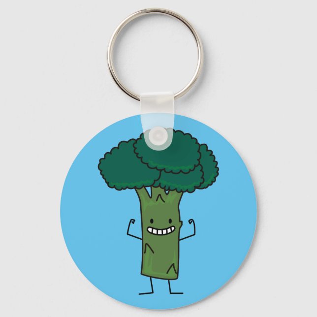 Llavero Broccoli Flexing feliz cabeza de árbol verde veget (Anverso)