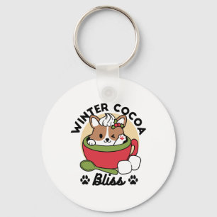 Llavero Bromas de cacao en invierno - Perro lindo en diseñ