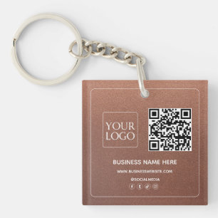 Llavero Bronce Código QR Personalizado Logo de negocios