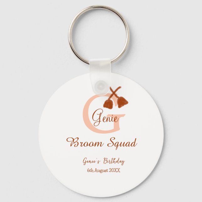 Llavero Broom marrón Escuadrón Nombre de cumpleaños monogr (Anverso)