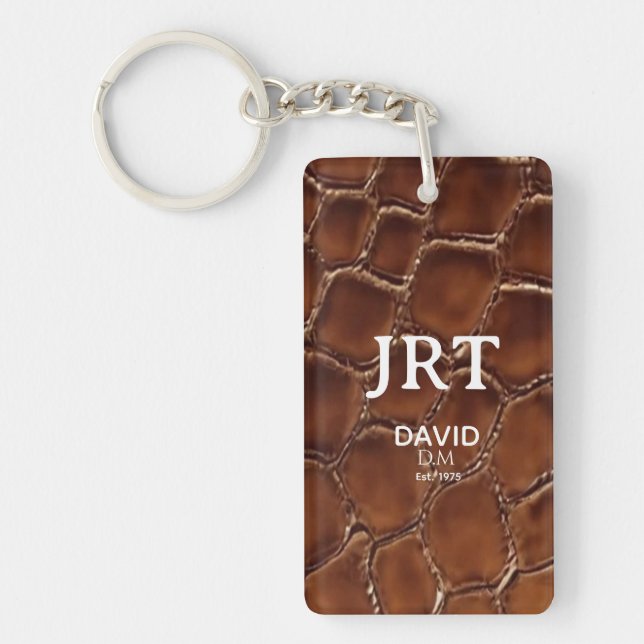 Llavero  Brown Crocodile Leather Monogram (Frente)
