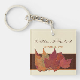 Llavero Brown, Naranja, Ivory Dried Leaves Keychain Acríli
